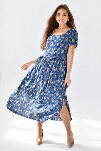 Платье женское "Фиджи" штапель (р-ры: 46-64) синий