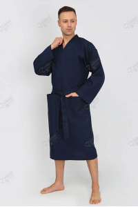 Халат мужской вафельный кимоно (р-ры: 48-62) синий