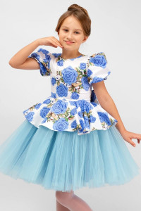 Платье детское SP2010 атлас стрейч (р-ры: 122-146) голубой