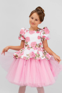 Платье детское SP2010 атлас стрейч (р-ры: 122-146) розовый