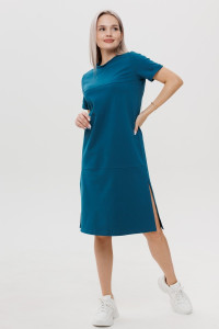 Платье женское П179 футер 2-х нитка пенье (р-ры: 44-64) петроль