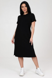 Платье-футболка женское ПлК-56 кулирка с лайкрой (р-ры: 46-56) черный