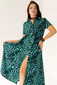 Платье женское П 315-1 прада (р-ры: 42-58) зеленый леопард