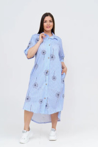 Платье-рубашка женское "Белль" 1289 кулирка (р-ры: 44-58) голубой