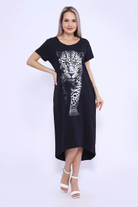 Платье женское 738 "Леопард" кулирка (р-ры: 48-62) черный