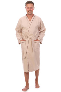 Халат мужской вафельный кимоно (р-ры: 48-62) бежевый
