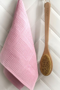 Полотенце кухонное вафельное 112 розовая пастель