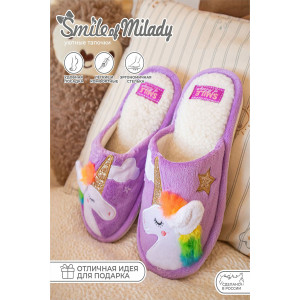 Тапки детские "Smile of Milady" текстиль SM 353-045-06 (р-ры: 30-35) фиолетовый