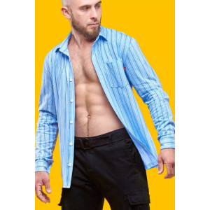 Рубашка мужская 2670 "Голубая полоска" трикотаж (р-ры: 42-60)