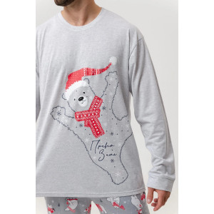 Пижама мужская "Привет, зима!" 2148-К трикотаж (р-ры: 46-56) серый