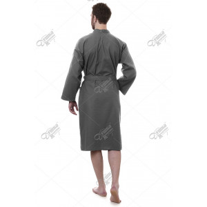 Халат мужской вафельный кимоно (р-ры: 48-62) серый