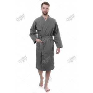 Халат мужской вафельный кимоно (р-ры: 48-62) серый