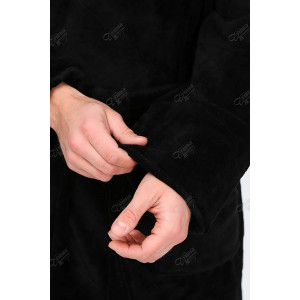Халат мужской махра-велюр бамбук люкс шаль (р-ры: 48-58) черный