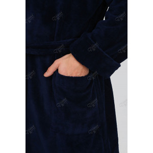 Халат мужской махра-велюр бамбук люкс шаль (р-ры: 48-58) синий
