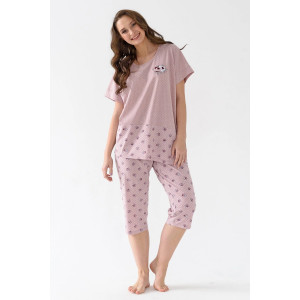 Пижама женская "Букет" 2184-К трикотаж (р-ры: 56-66) розовая пудра
