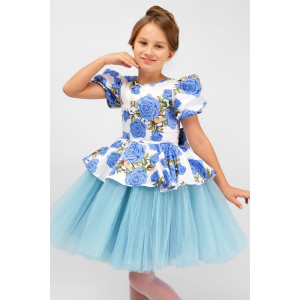 Платье детское SP2010 атлас стрейч (р-ры: 122-146) голубой