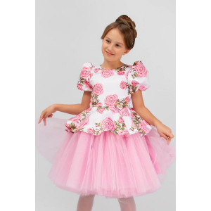 Платье детское SP2010 атлас стрейч (р-ры: 122-146) розовый