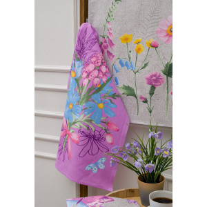 Набор кухонный из 3-х полотенец рогожка "Бабочки и цветы"