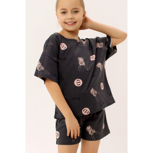 Пижама детская "Сновидения" ФЛ-15 кулирка (р-ры: 110-152) темно-серый