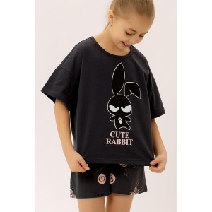 Пижама детская "Лаки" ФЛ-16 кулирка (р-ры: 116-152) темно-серый