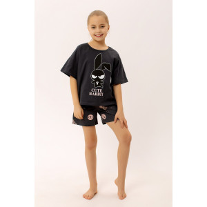 Пижама детская "Лаки" ФЛ-16 кулирка (р-ры: 116-152) темно-серый