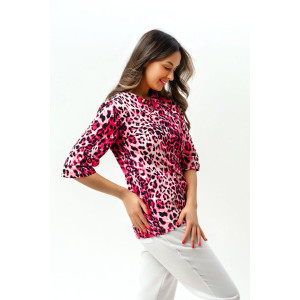 Футболка женская №280PNK трикотажное полотно (р-ры: 46-56) розовый леопард