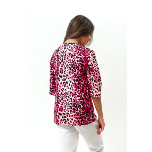 Футболка женская №280PNK трикотажное полотно (р-ры: 46-56) розовый леопард