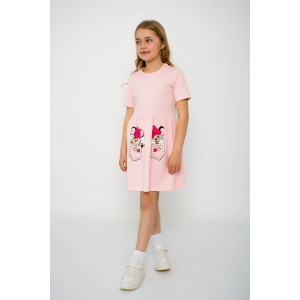 Платье детское "Николь-1" кулирка с лайкрой (р-ры: 92-134) розовый