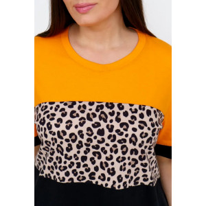 Платье женское "Деметра" 1281 кулирка (р-ры: 42-68) леопард оранжевый