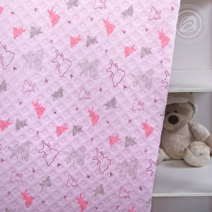 Одеяло-покрывало детское стеганое хлопок "Мишки-малышки" розовый