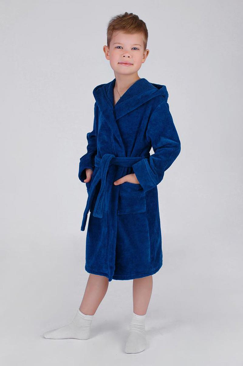 Халат детский велюровый Непоседы для мальчика (р-ры: 32-42) синий –  купить за 3390 руб. в интернет магазине Текстиль Всем