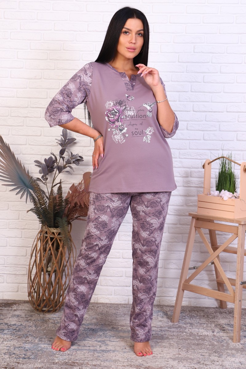 Пижама женская 945-2 футер с начёсом (р-ры: 46-60) кофе – купить за ...