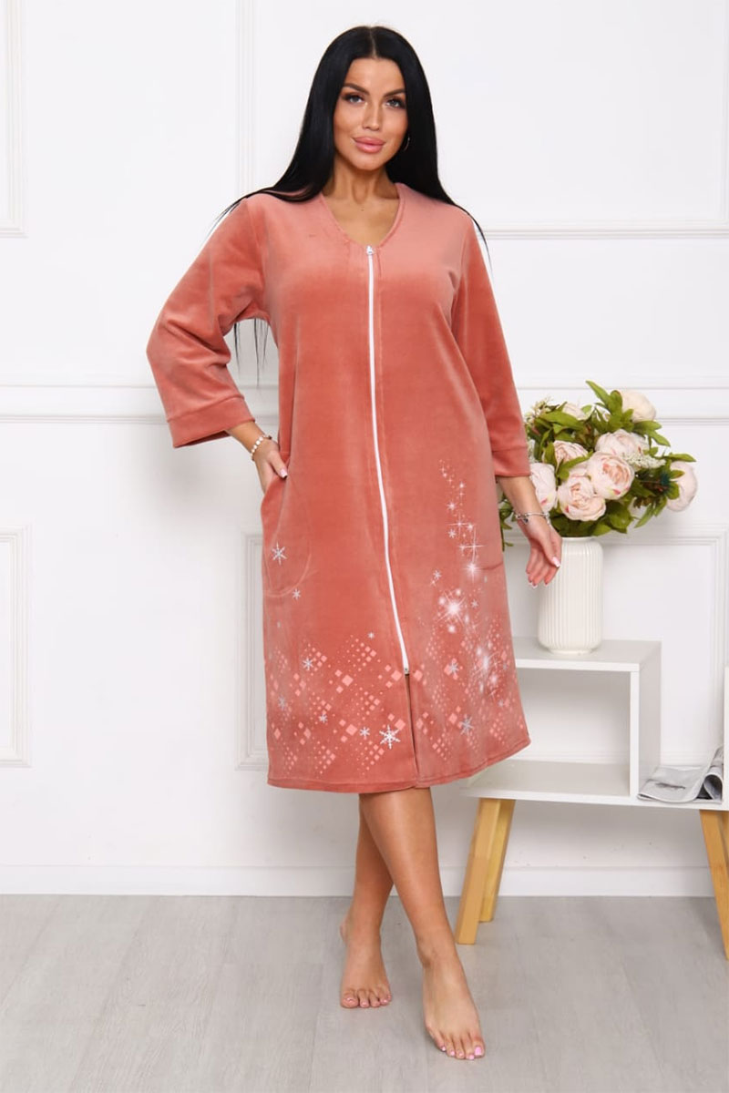 Халат женский "Моника-4" велюр (р-ры: 48-62) песочный – купить за 2090 ...