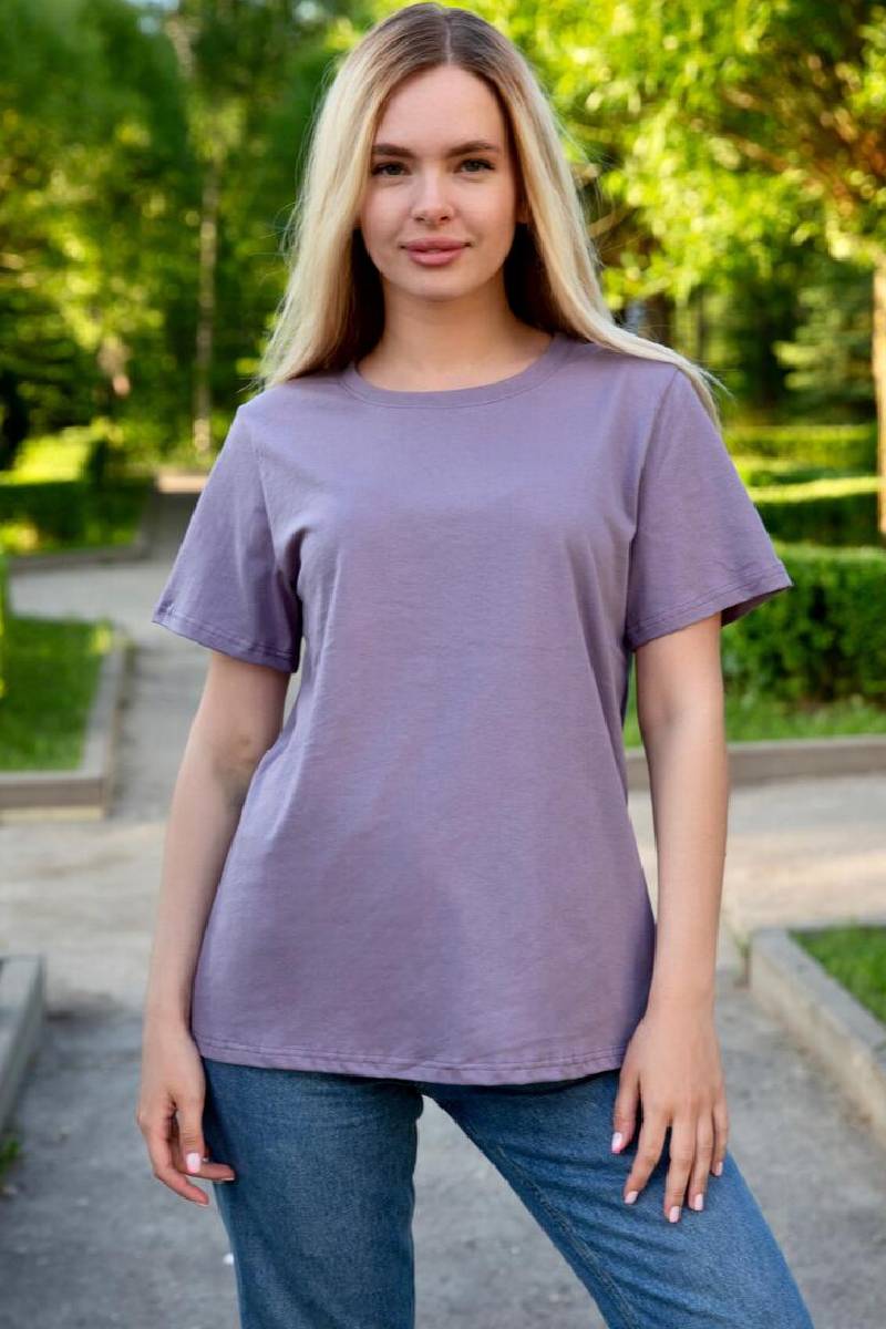 Футболка женская "Базовая Л" кулирка (р-ры: 48-62) лиловый – купить за ...