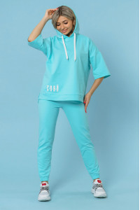 Костюм двойка женский 866 футер с лайкрой (р-ры: 44-58) ментол