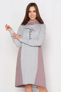 Платье женское "Граффити" футер (р-ры: 44-58) серый меланж-какао