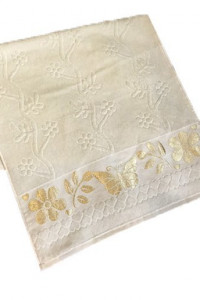 Полотенце махра-велюр "Текстиль Всем" кремовый (последний размер) узор 70х140