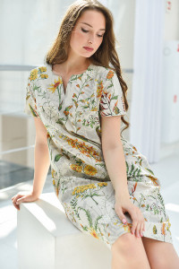 Платье женское 1929-П-л "Вологда" полулён (р-ры: 46-56) желтый