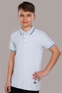 Рубашка-поло школьная "Артем" пике (р-ры: 122-176) светло-серый с кантом