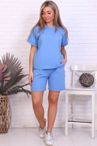 Костюм двойка женский "Nice" футер 2-х нитка (последний размер) голубой 54,56