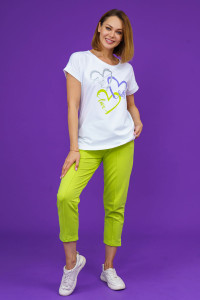 Костюм двойка женский 874 кулирка с лайкрой пенье+футер с лайкрой 2-х нитка (р-ры: 46-58) фисташка