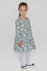 Платье детское "Сафина" 30310 кулирка (р-ры: 98-128) серый+белый