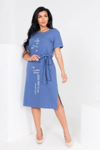 Платье женское "Лорен" кулирка (последний размер) голубой 54