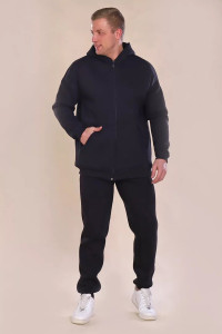 Костюм двойка мужской 888 "Zipper" футер 3-х нитка с начесом (р-ры: 50-60) черный
