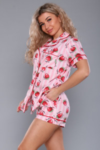 Пижама женская П885 кулирка (р-ры: 44-54) клубничка розовый