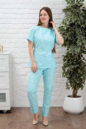 Костюм медицинский женский М-132-2 тиси (р-ры: 42-58) светлая бирюза