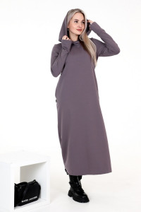 Платье женское П135 футер с лайкрой (р-ры: 44-60) серо-лиловый
