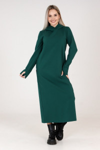 Платье женское П135 футер с лайкрой (р-ры: 42-60) темно-зеленый