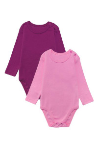 Боди для новорожденных "Джил" 10228 ластик (р-ры: 62-80) розовый-сливовый - упаковка 2 шт. 