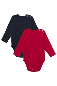 Боди для новорожденных "Нико" 10229 ластик (р-ры: 62-74) красный-чернильный - упаковка 2 шт.